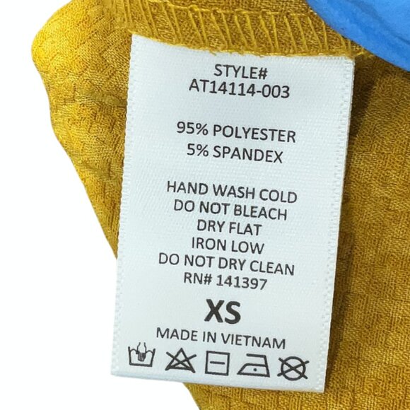 ASTR Women's Top Blouse Crop Tie Hem Mustard Yellow Texture Long Sleeve Size XS - Picture 6 of 6